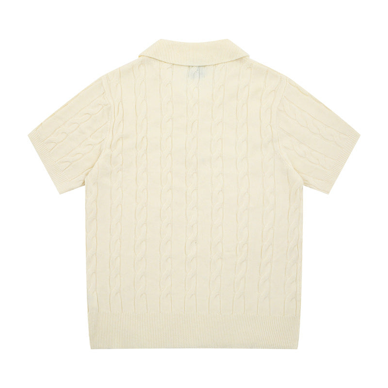 Hip Hop Shirts For Boys Lapel Knitted Short Sleeve Men's Summer Lapel Polo Shirt