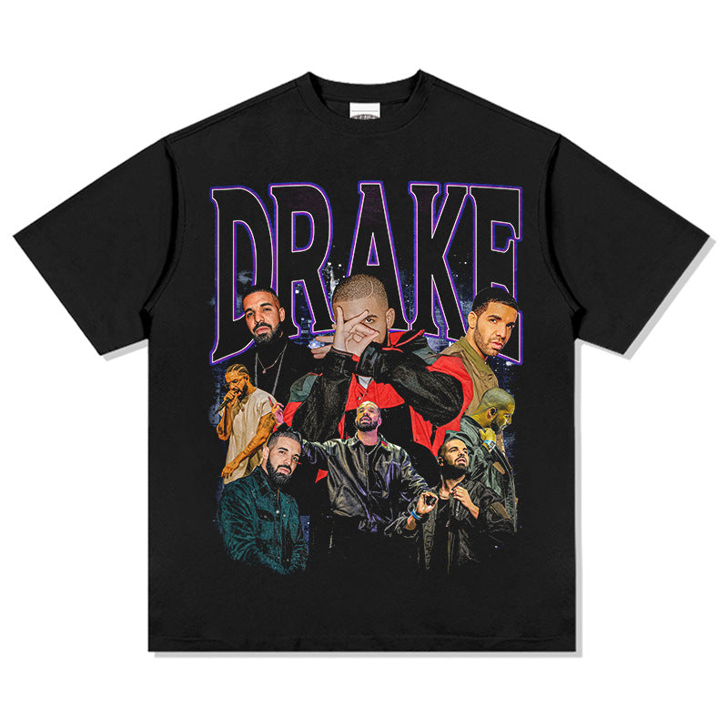 Marcas streetwear usa vintage drake print short sleeve t-shirt