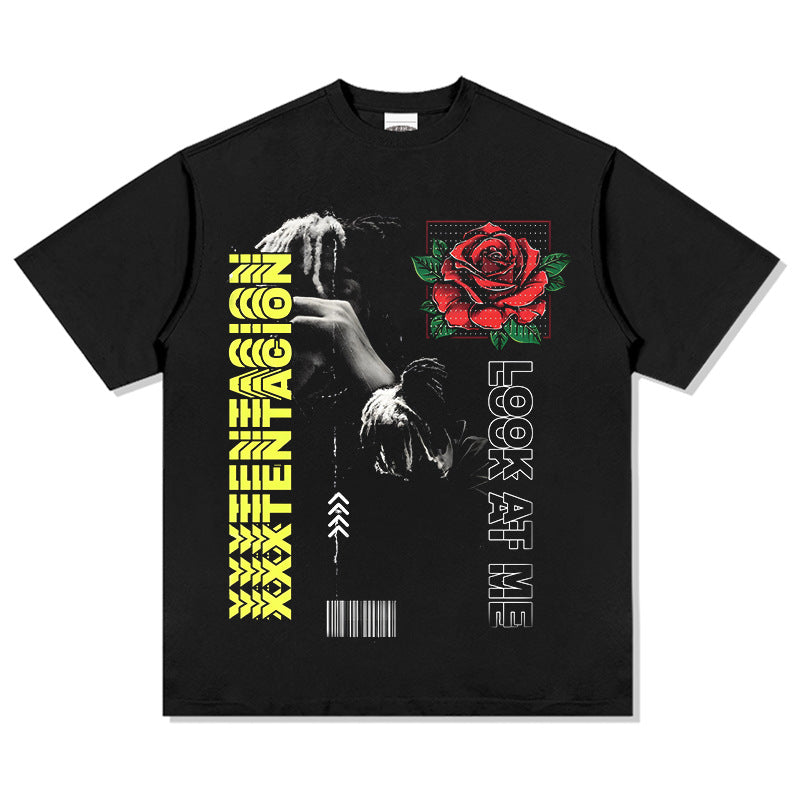 Cool t rapper xxx tentacion print short sleeve t-shirt vintage loose top