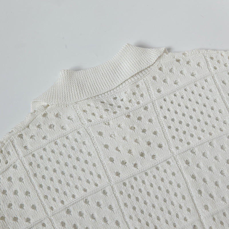 Nyc 1990 Shirt Vintage Lapel Hollow Sweater Knitted Sweater Jacket