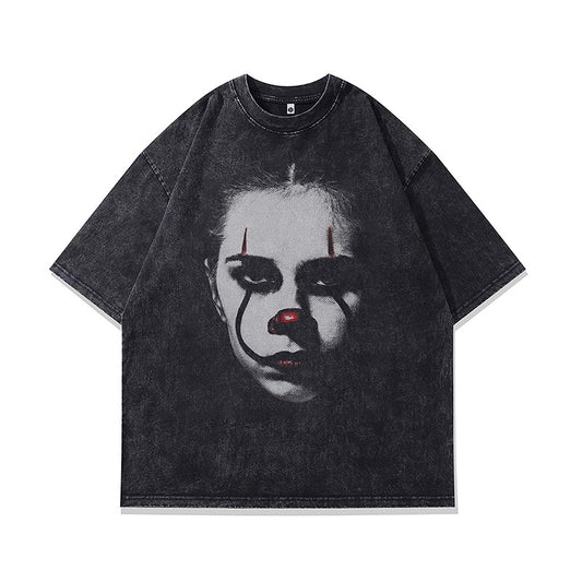 Ropa Vintage Hombre Clown Print Short Sleeve T-Shirt