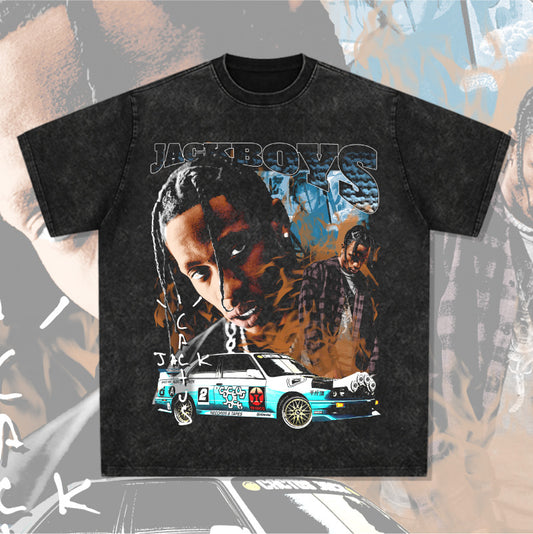 Cool t rapper vintage hip hop travis scott print short sleeve t-shirt
