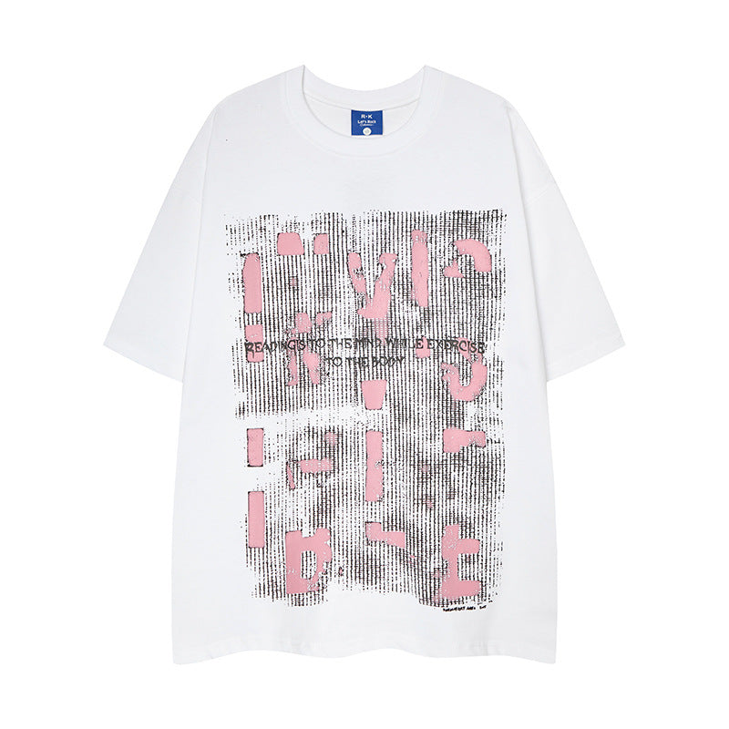 Nyc 1990 Shirt Alphabet Foam Print Loose Short Sleeve T-Shirt