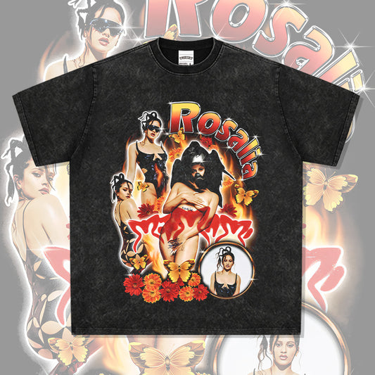 Marcas streetwear usa vintage hip hop rosalía rosalia print short sleeve t-shirt