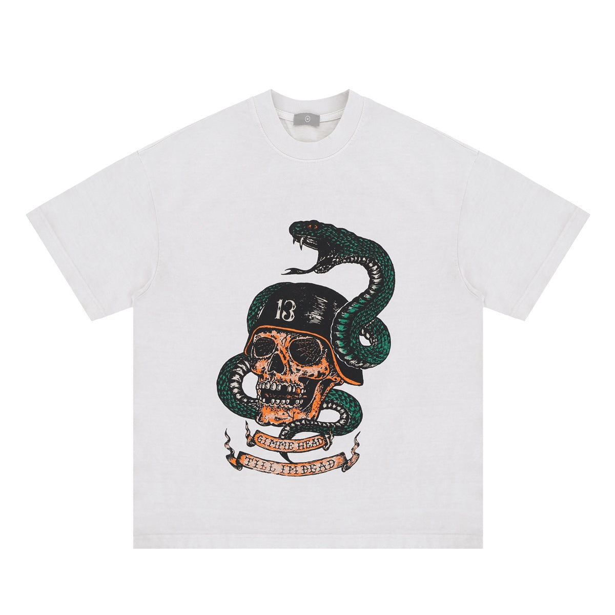Vic Streetwear Summer Cobra Skull Soldier Print Short Sleeve T-Shirt