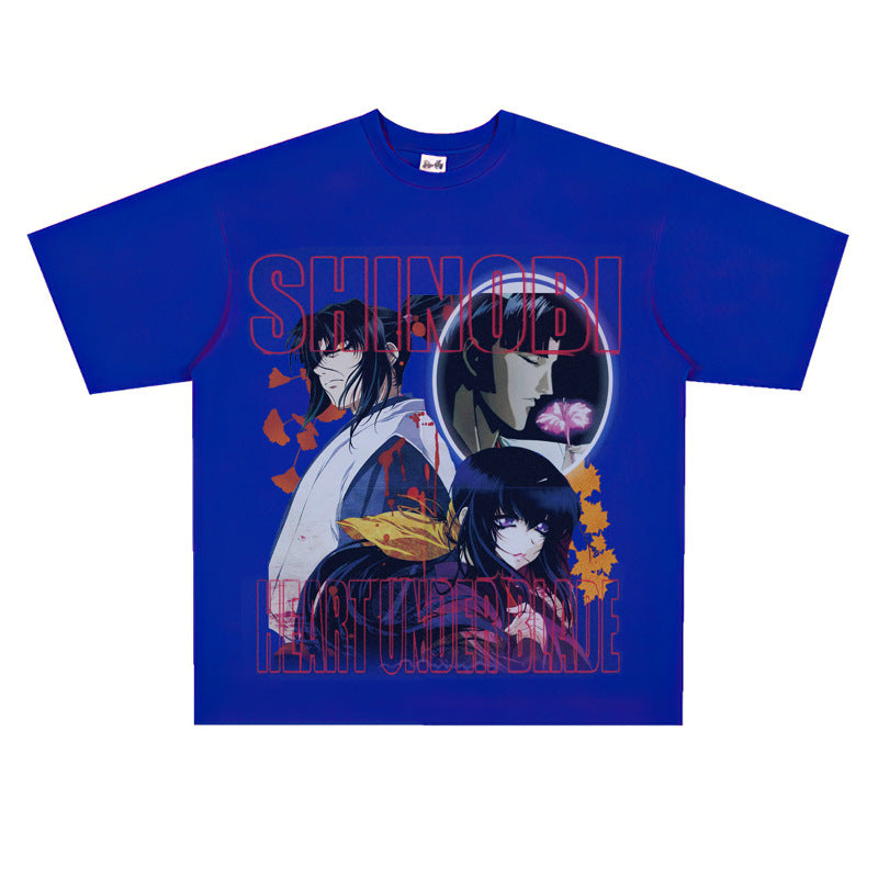 Film Star T Shirt Cartoon Anime Movie Jia He Fa Ren Post Loose Retro Street Cotton T-shirt
