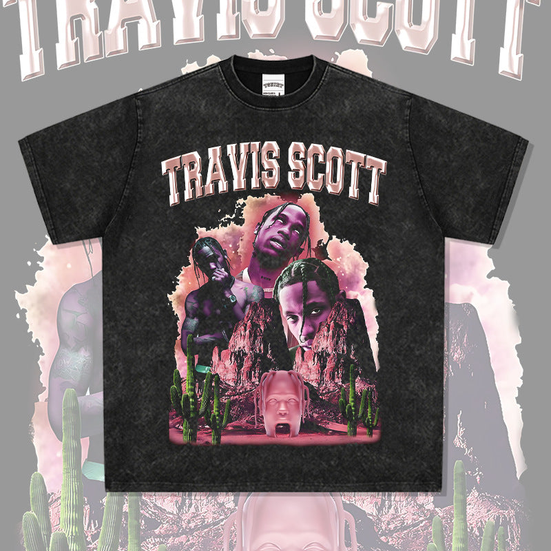 Cool t rapper travis scott print short sleeve t-shirt