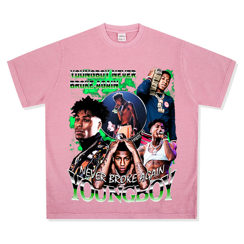 Streetwear Masculino Retro Hip Hop Young Boy Print Short Sleeve T-Shirt