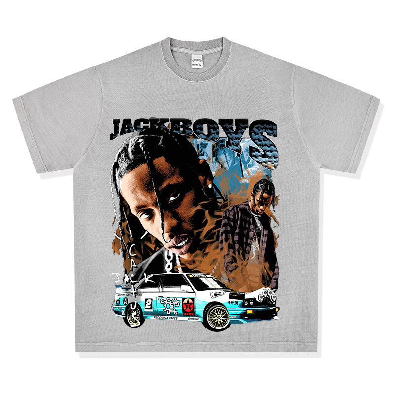 Cool t rapper vintage hip hop travis scott print short sleeve t-shirt