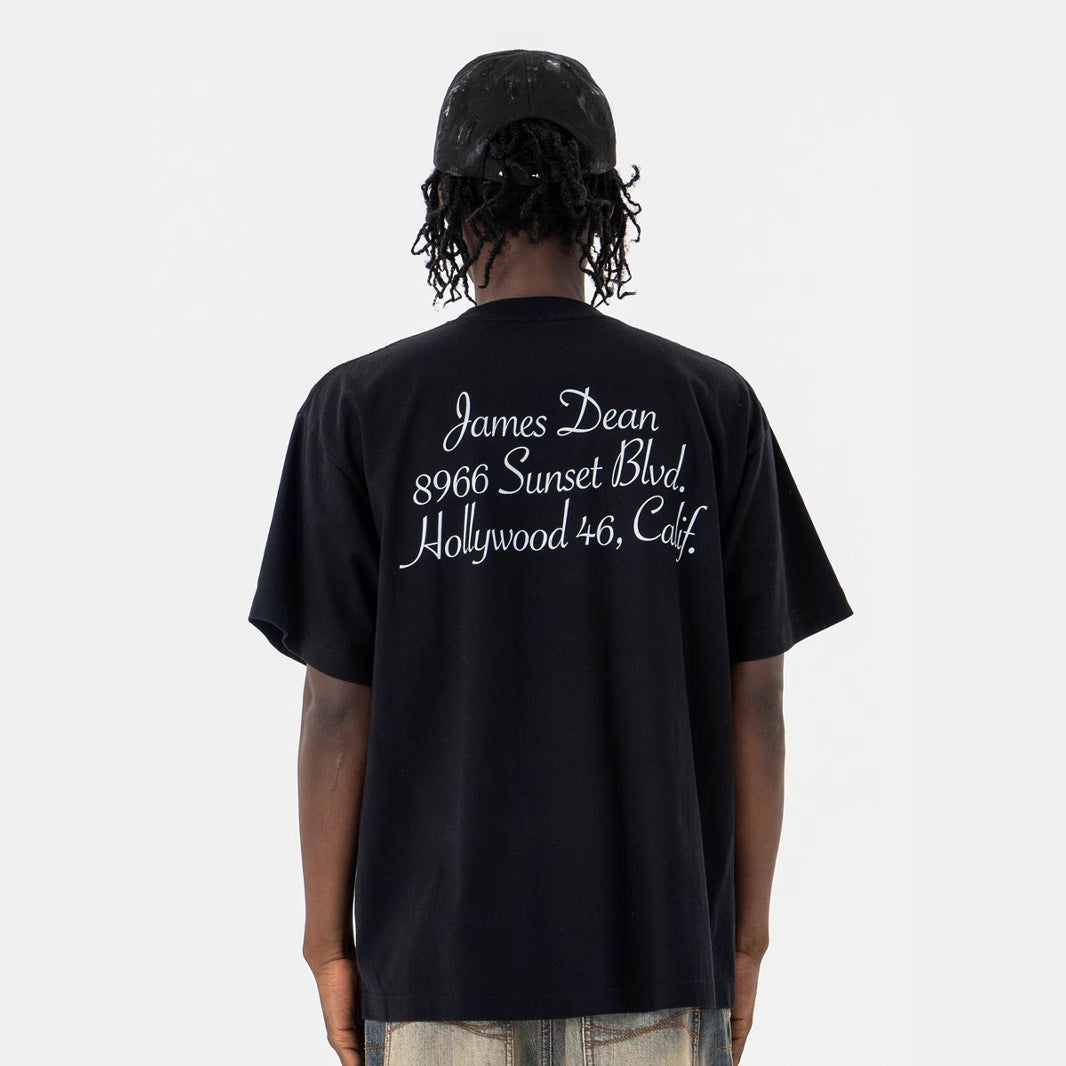 Vintage 90s Hip Hop Clothing Summer Hip Hop Vintage Portrait Crew Neck Short Sleeve T-Shirt