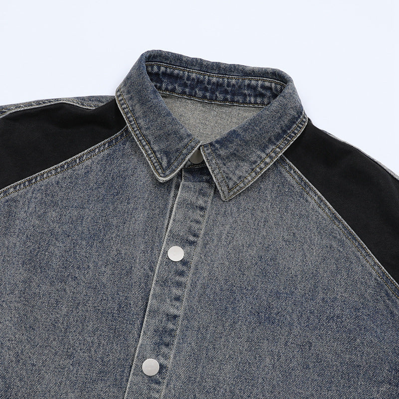 Stone Washed T shirt Retro Washed Short Sleeve Jeans Loose Casual