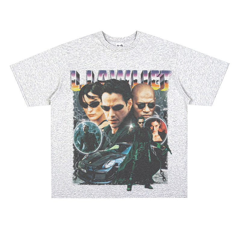 Film Star T Shirt Personalized Cotton Short Sleeve Loose American Retro Design T-shirt