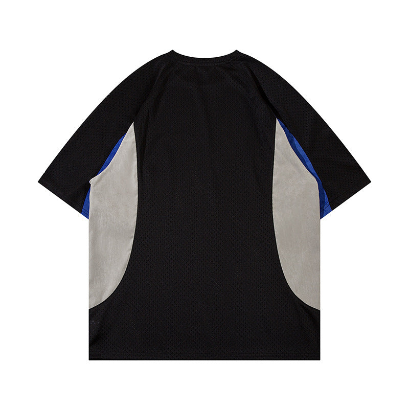 Racing oversized t shirt retro, mesh short sleeve t-shirt