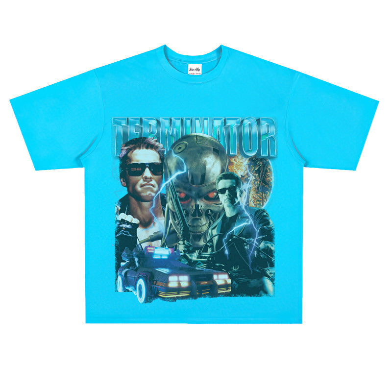 Film Star T Shirt Movie Terminator Poster Print Personalized Cotton Short Sleeve Loose round Neck T-shirt