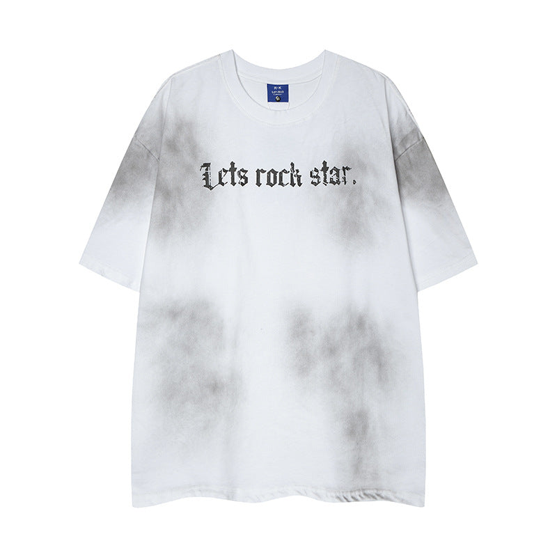 Retro Style Shirt For Men Summer Vintage Wash Old T-Shirt Short Sleeve