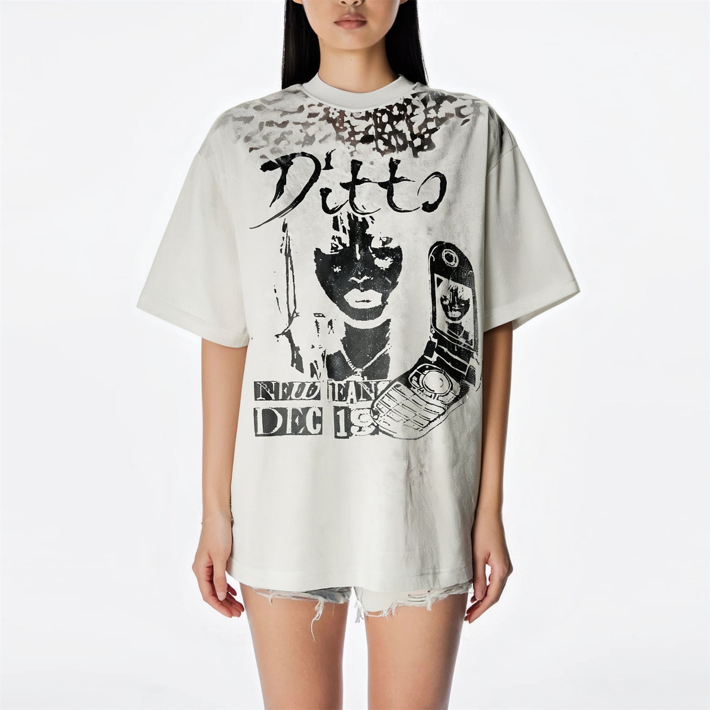 Distorted vintage short-sleeved t-shirt summer loose casual top