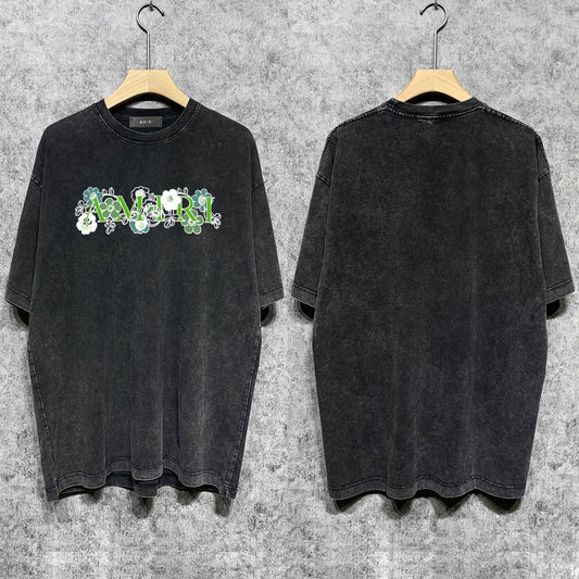 Amiri T-shirt Washed and Worn Retro Short Sleeve T-shirt