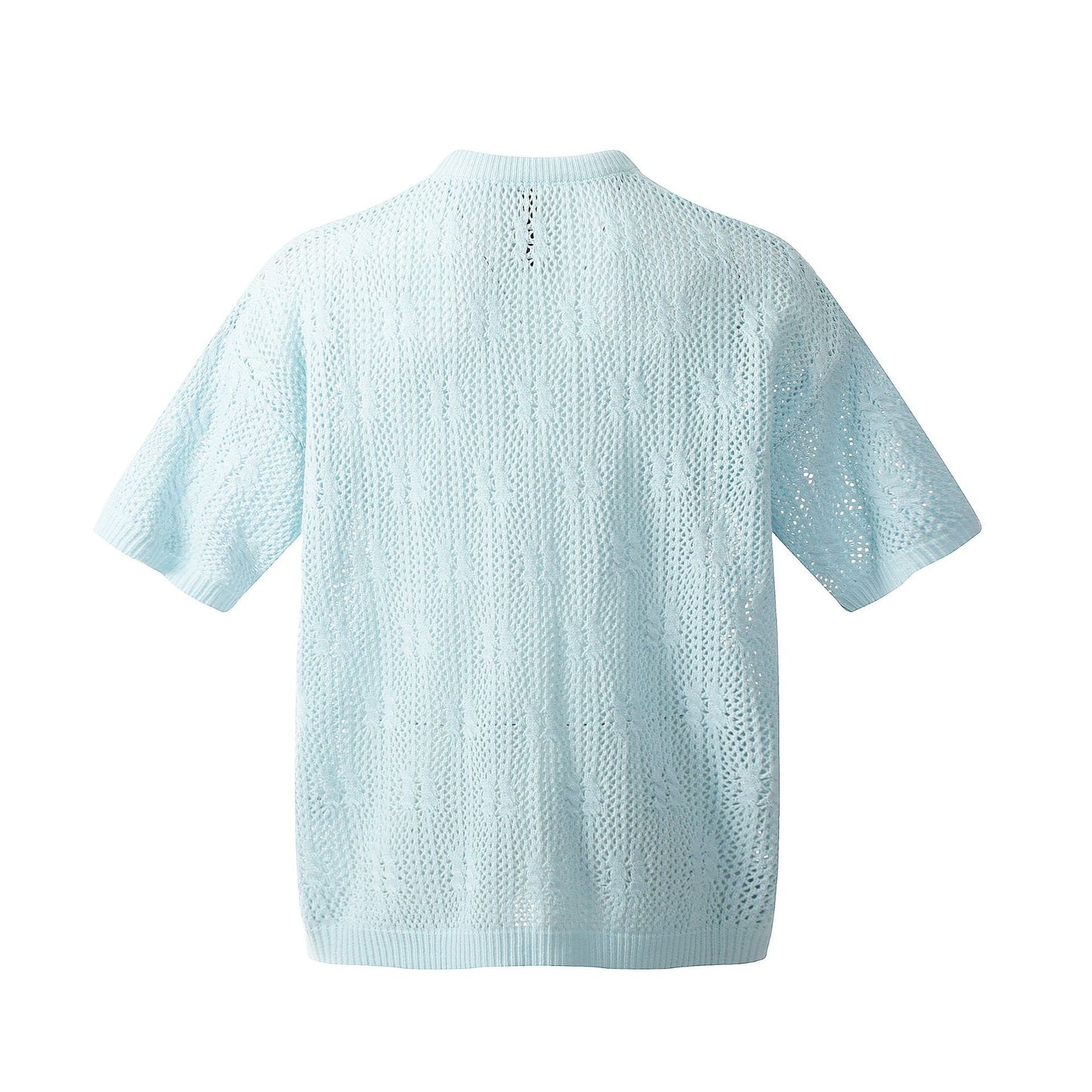 Retro Style Shirt For Men Summer Vintage Hollow Short Sleeve Knitwear V-Neck