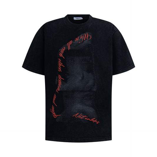Unisex T-shirts Summer Washed Old Men's Anime Loose Short Sleeve T-Shirt