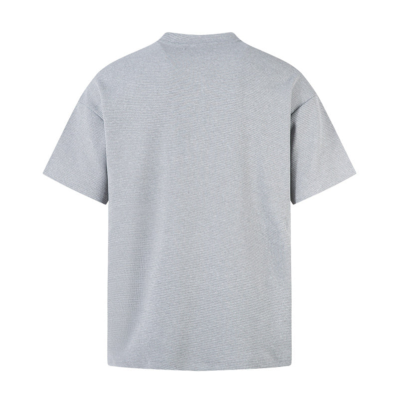 Casual Street Wear Summer Vintage Short Sleeve T-Shirt Waffle