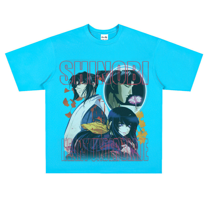 Film Star T Shirt Cartoon Anime Movie Jia He Fa Ren Post Loose Retro Street Cotton T-shirt