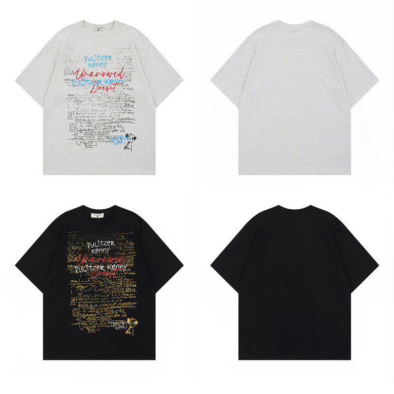 US drip outfits Summer Vintage Casual Loose Short Sleeve T-Shirts