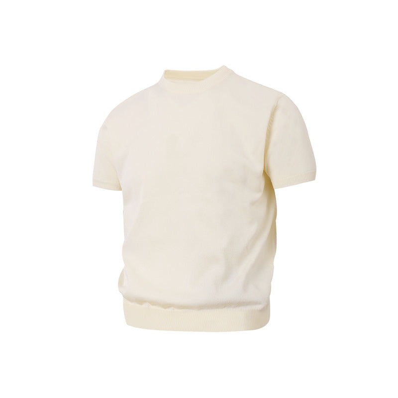 Stone Wash T shirt Vintage Knitted Short Sleeve Cleanfitt T-Shirt