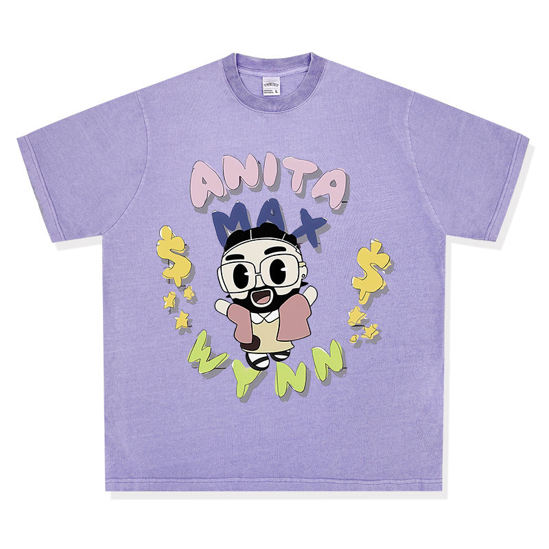 Outfit streetwear vintage hip hop drake print short sleeve t-shirt