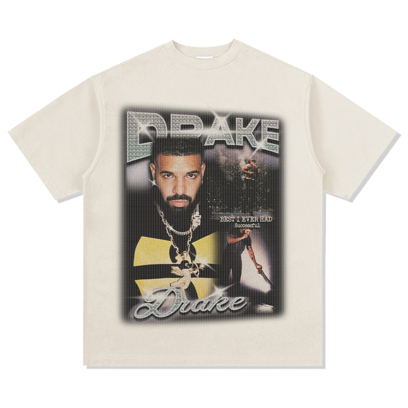Streetwear masculino Drake print hip hop short sleeve T shirt