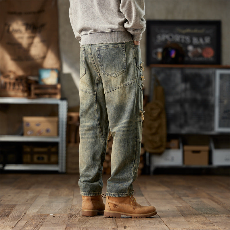 1990 Fashion Jeans Retro Ripped Old Jeans Casual Loose Pants
