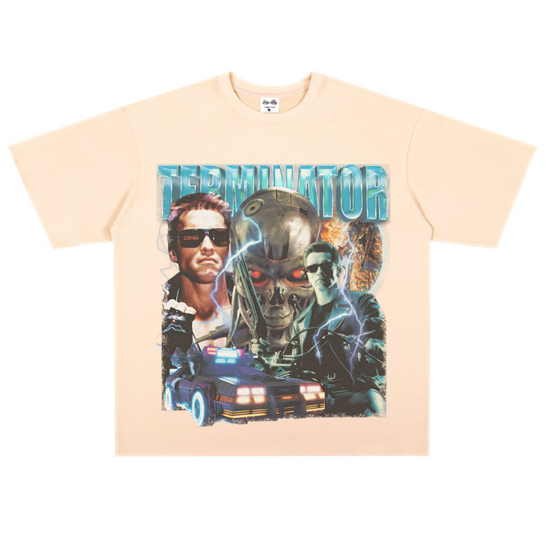 Film Star T Shirt Movie Terminator Poster Print Personalized Cotton Short Sleeve Loose round Neck T-shirt