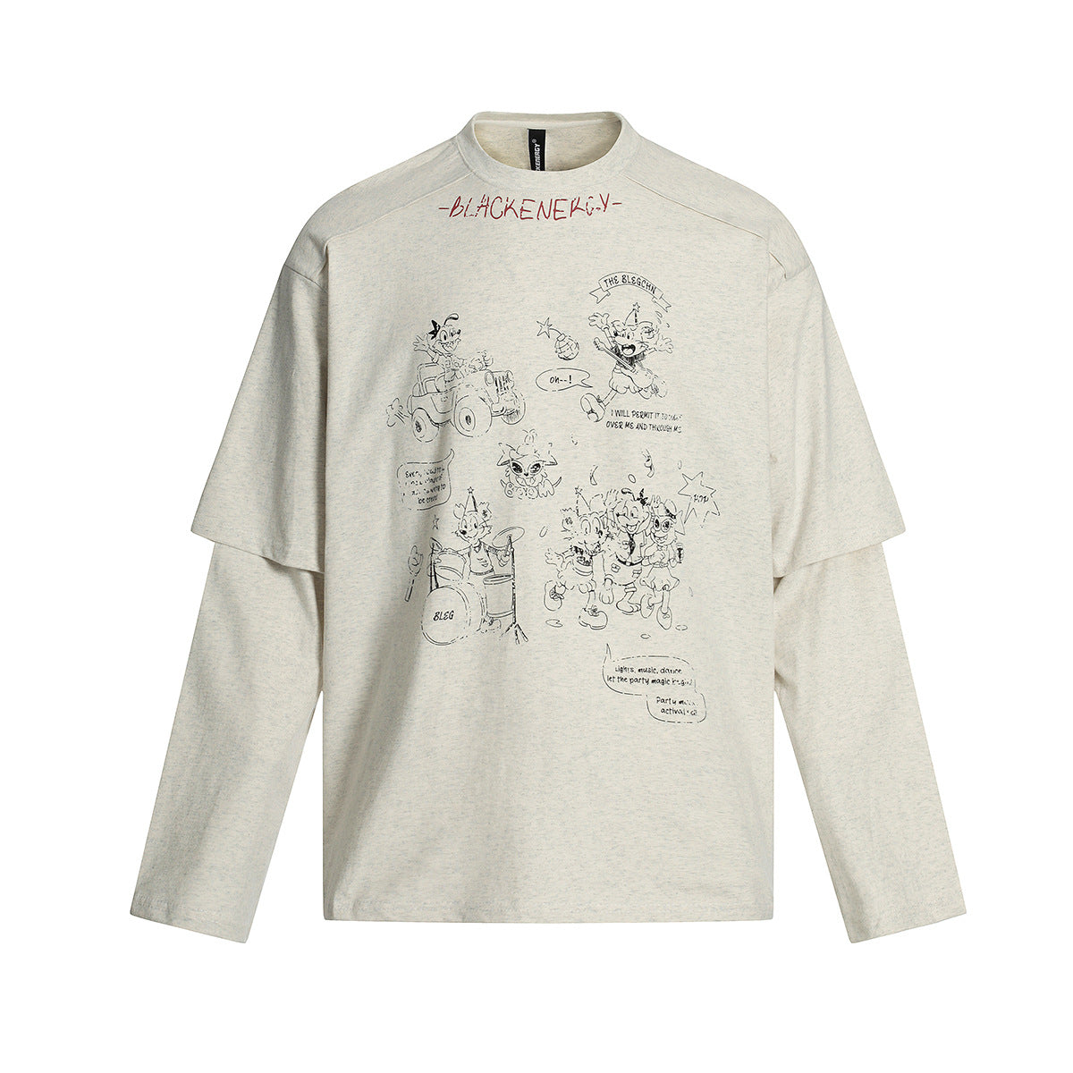Unisex long-sleeved shirt autum washed fake two-piece