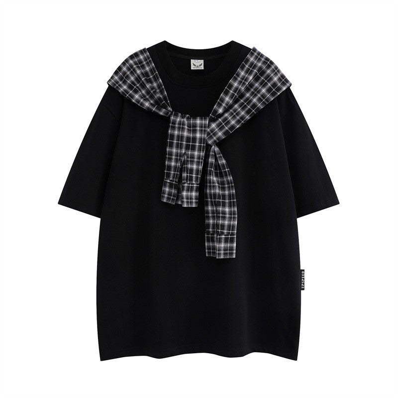 Stone Wash T shirt Retro Short Sleeve Casual Loose Top