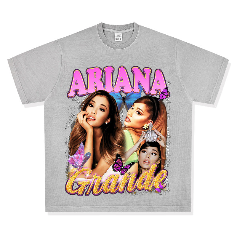 Streetwear masculino Ariana Grande print T-shirt