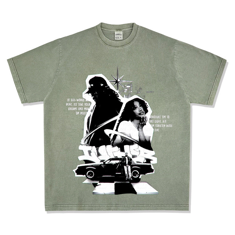 New york hip hop shop vintage hip hop SZA & KENDRICK print short sleeve t-shirt