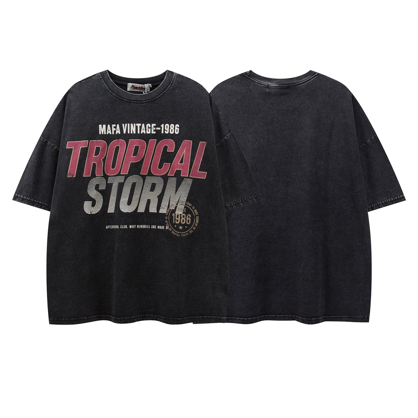 USA Vintage T-Shirt Vintage Washed Alphabet Print Men's Summer Loose