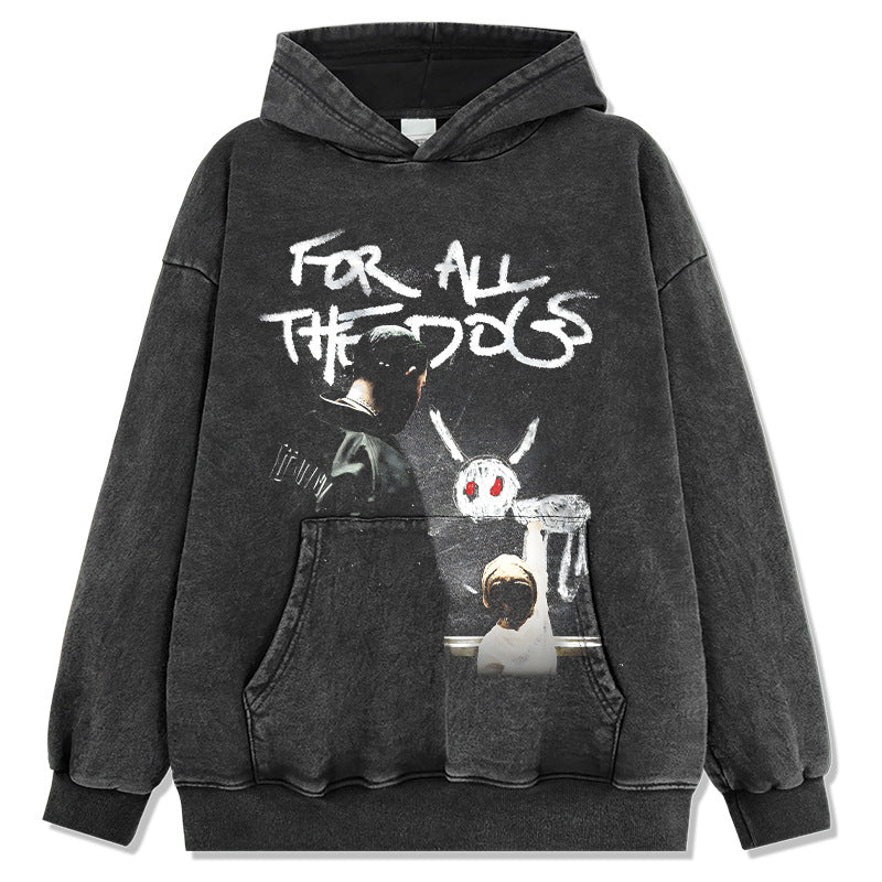 Marcas streetwear usa vintage drake print hooded sweater