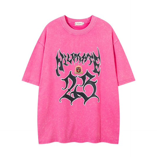 Ye T Shirt Summer Retro Washed Old Printed T-Shirt Short Sleeve