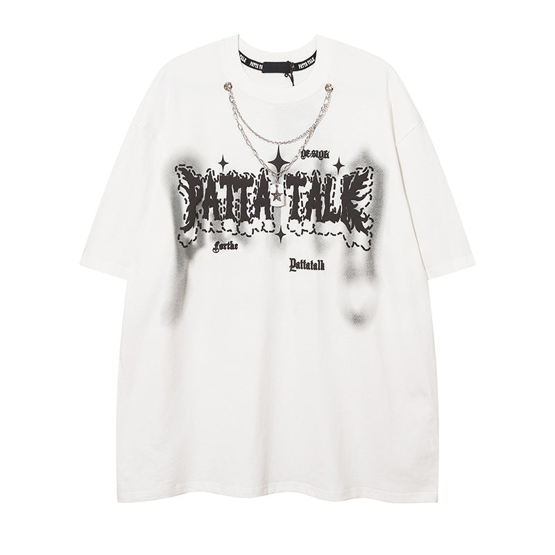Hip Hop Clothes New York Necklace Print Short Sleeve T-Shirt