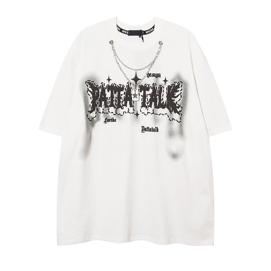Hip Hop Clothes New York Necklace Print Short Sleeve T-Shirt