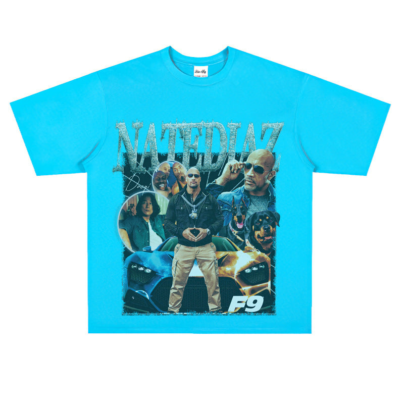Film Star T Shirt Speed and Passion Pure Cotton Short Sleeve Loose T-shirt Men