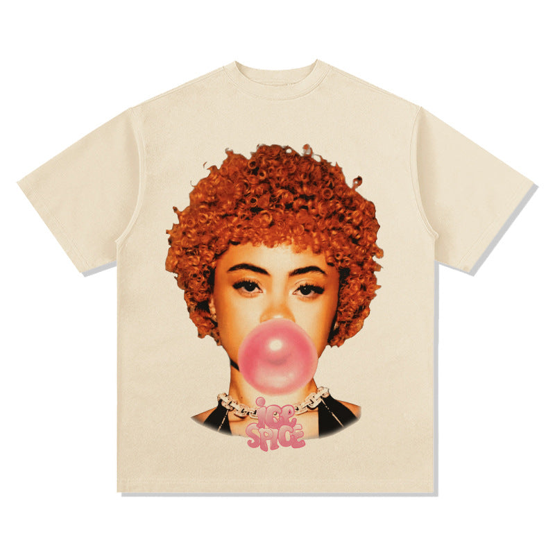 Streetwear masculino hip hop rap Ice Spice print long sleeve short sleeve t-shirt