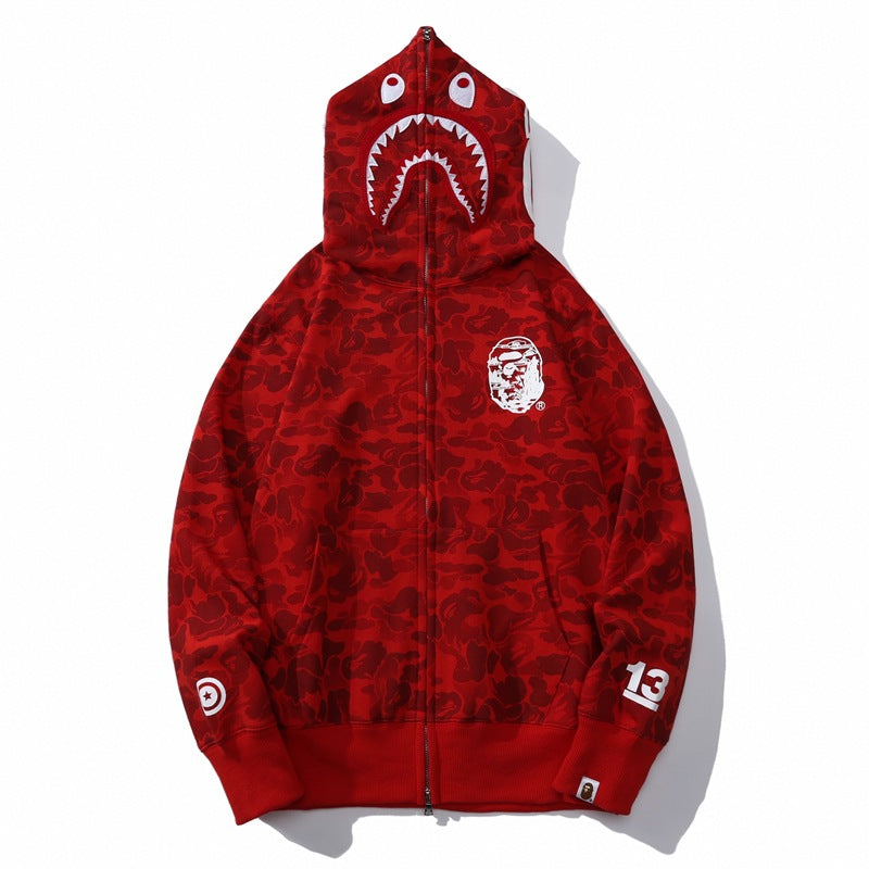Ape Hoodie Anniversary Full Zip Hoodie Camo Shark Hooded Sweater Jacket