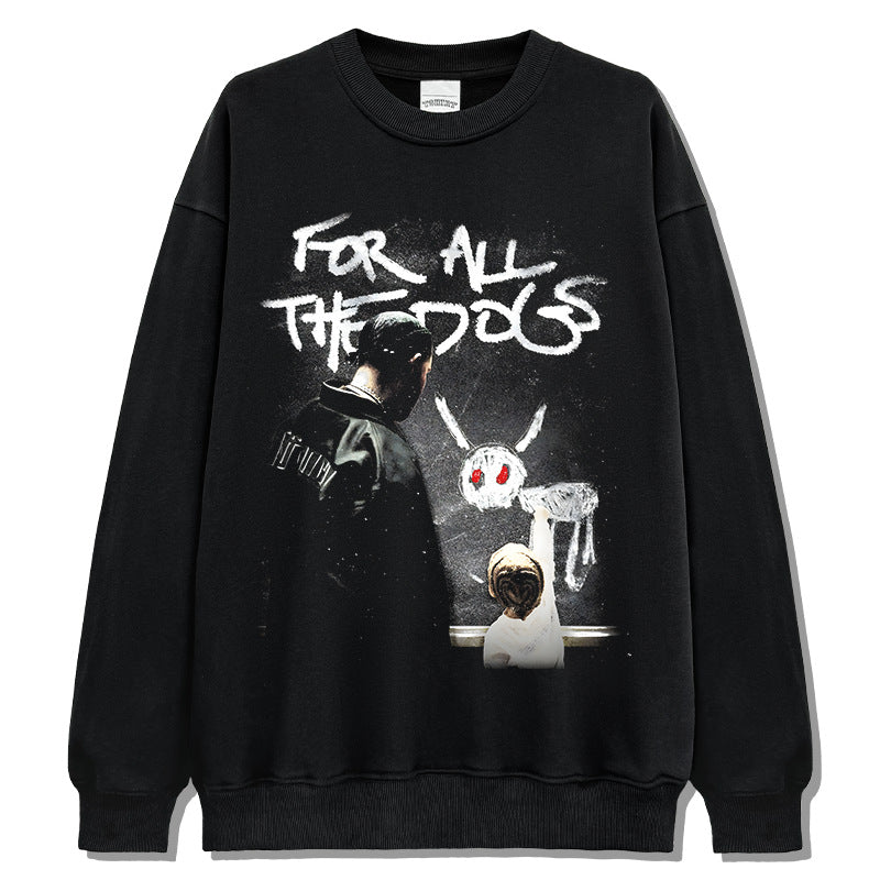 Marcas streetwear usa vintage drake dragon print crew neck sweater