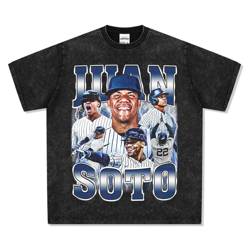 Marcas streetwear usa vintage hip hop Juan Soto print short sleeve t-shirt