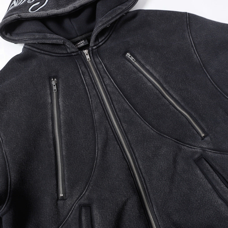 Streetwear Hoodie Vintage Washed Old Hooded Sweater
