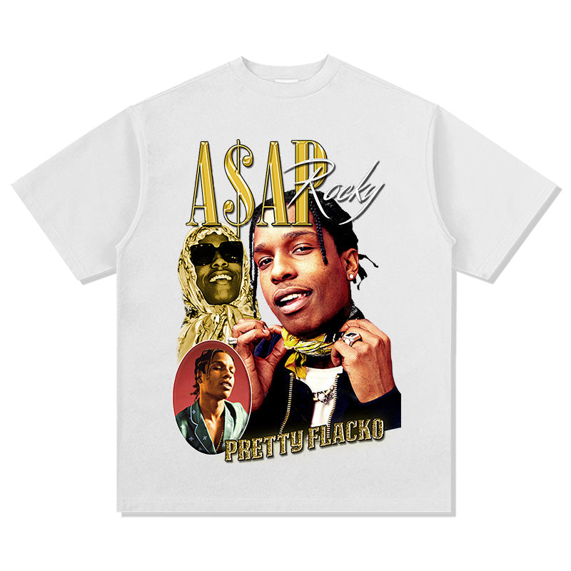 Streetwear masculino ASAP A $AP ROCKY hip hop t-shirt short sleeve