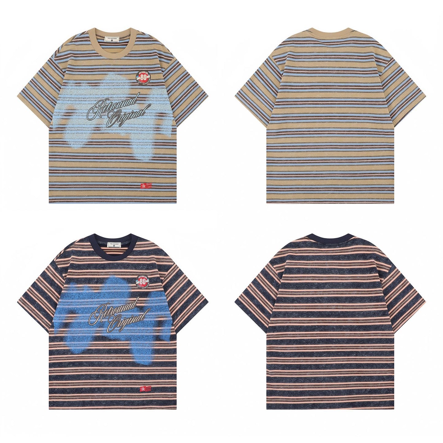 Vintage tarz t shirt vintage vintage striped short sleeve summer loose casual t-shirt
