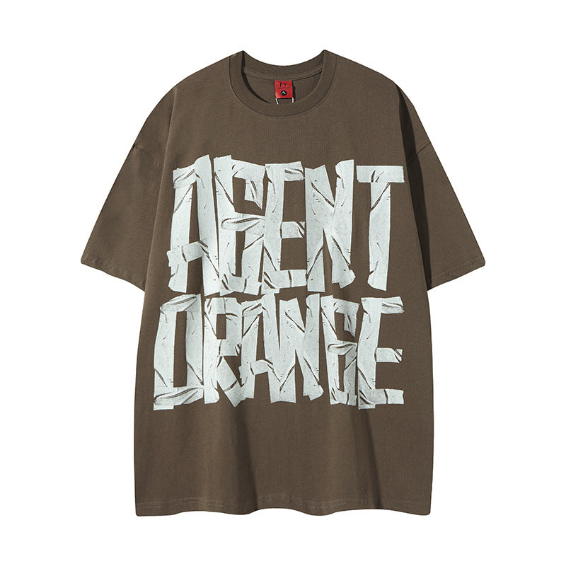 New York Hip Hop Style Alphabet Print Short Sleeve T-Shirt Loose