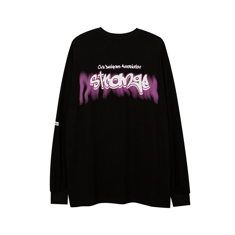 Vintage T Shirts Hip Hop Cartoon Print Long Sleeve T-Shirt Oversize Loose
